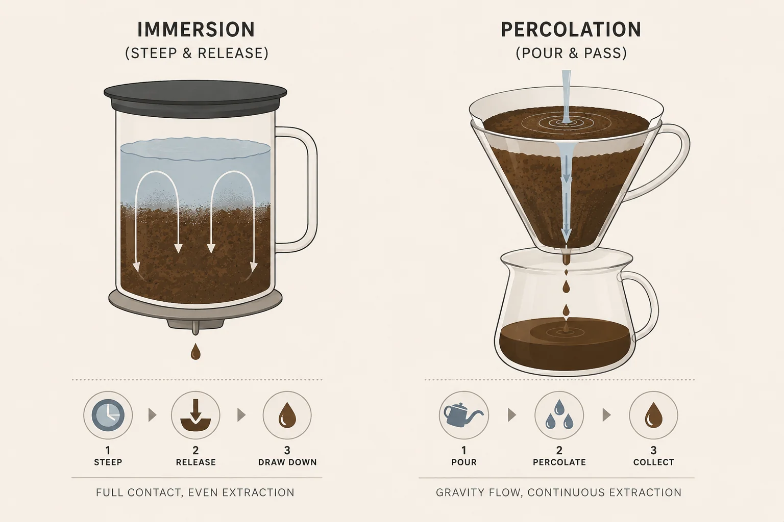 Immersion vs percolation brewing