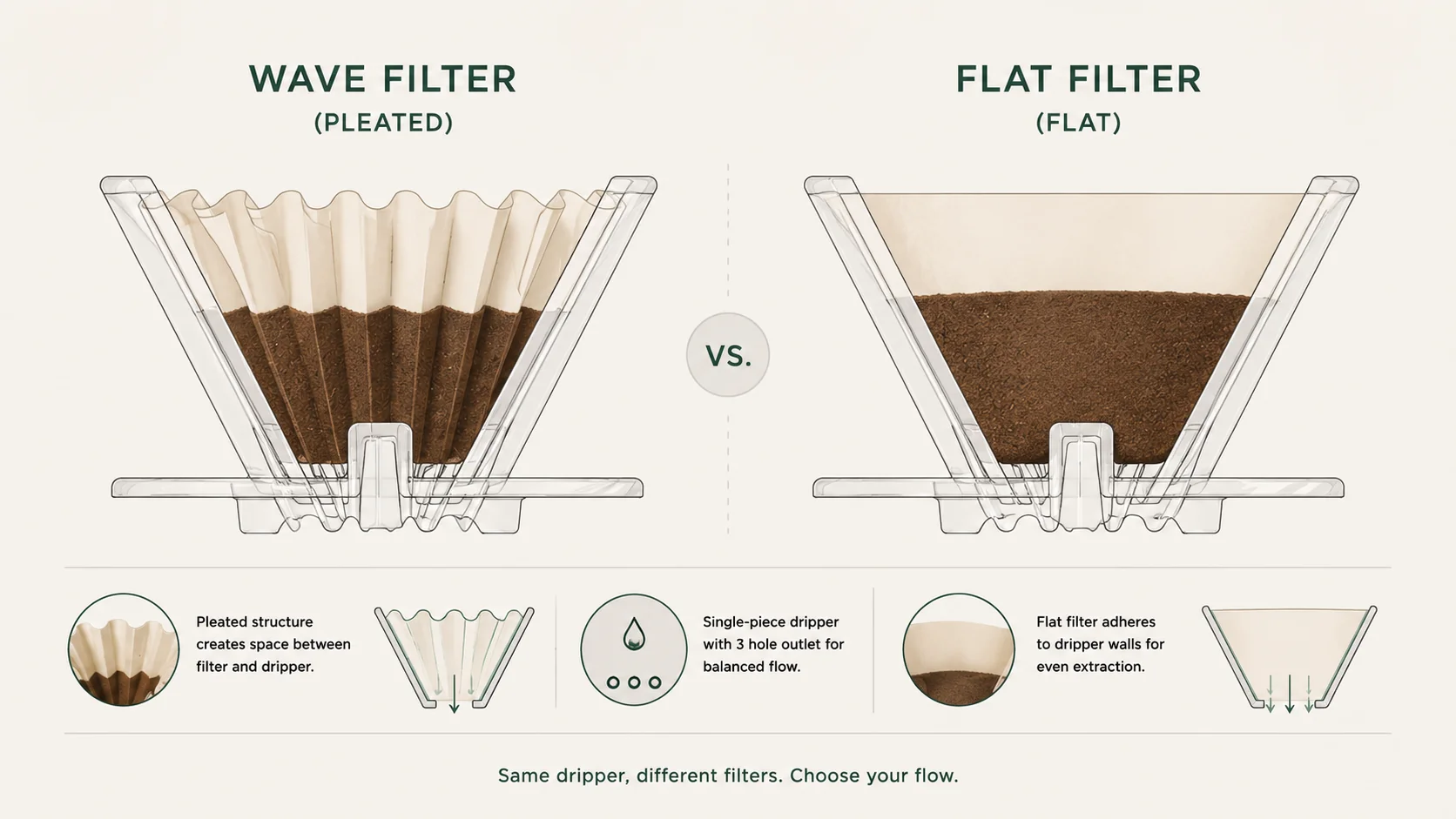WAVE 필터와 FLAT 필터의 구조 차이